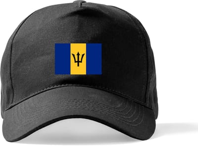 Zwarte Pet Beechfield met Wereldvlaggen, land Barbados klittenbandsluiting