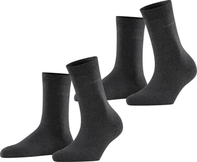 Esprit Basic Easy 2-Pack drukvrije comfort tailleband katoen multipack sokken dames grijs - maat 35-38