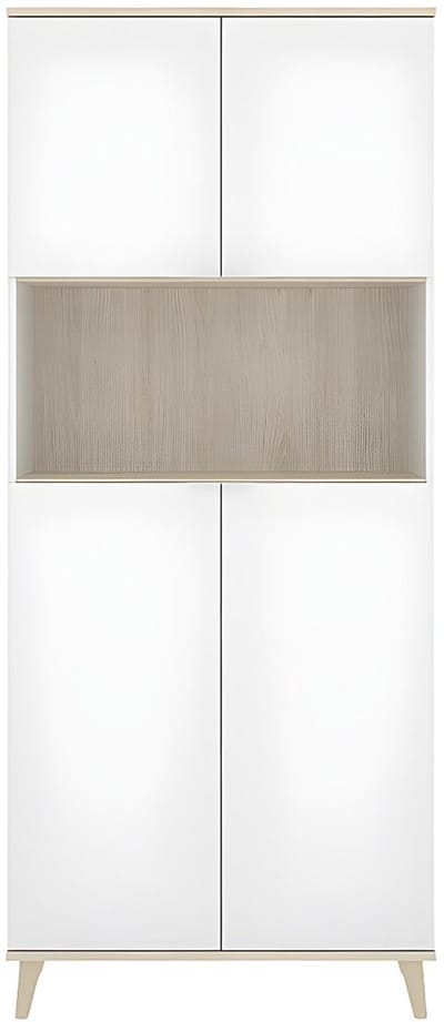 Vente-unique Keukenbuffet WAJDI - 4 deuren en 1 nis - Wit en eiken