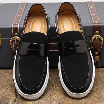 Nouveauté Mocassins Penny en Daim Mixte Chaussures Mode Homme à Enfiler à Plateforme Baskets de Marche Homme Chaussures Homme 38 noir