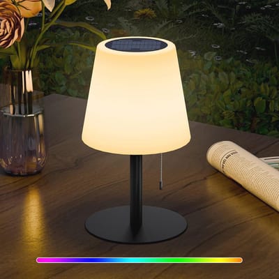 Draadloze LED Tafellamp op Zonne-energie voor Buiten met Afstandsbediening - Dimbare, Waterdichte Buitenverlichting in 8 Kleuren