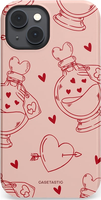 Casetastic Hoesje Geschikt voor Apple iPhone 14 Plus Magsafe - Stijlvolle Beschermende Duo-layer Case - Zoete Liefdesflirt - Roze Rood - Pafrum - Love You - Valentijn