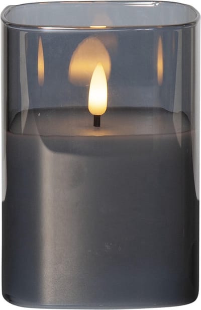 Star Trading LED lantaarn 'Flame' met flikkerend effect, batterij, timer, donkergrijs, 12,5cm