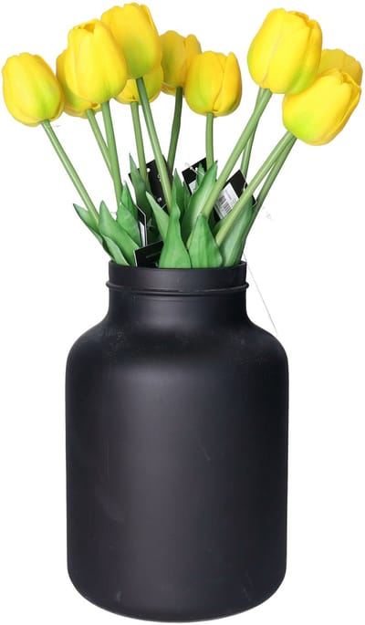 Countryfield Kunstbloemen bos Tulp Tulipa - 7x - 44 cm - geel - Real Touch - kunst zijdebloemen
