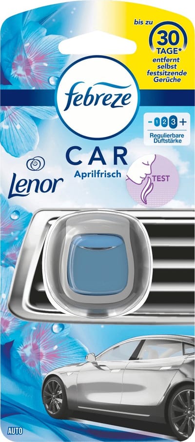 Febreze Auto Luchtverfrisser - April Fresh - 1 Stuk - Met clip - Laat tot 30 dagen een lichte frisse geur achter - 2ml