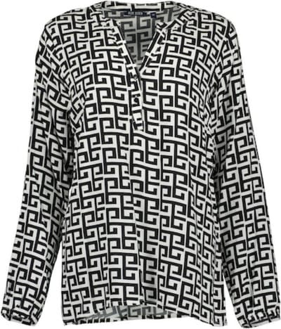 Blue Seven dames - Blouse 280094 zwart/wit print LM maat 42