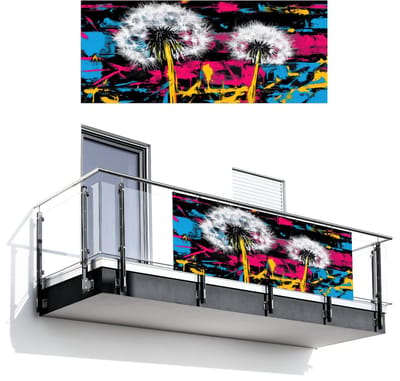 Balkonscherm 300x120 cm - Balkonposter Street Art - Kleurrijk - Muur - Balkon scherm decoratie - Balkonschermen - Balkondoek zonnescherm
