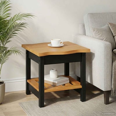 vidaXL - Bijzettafel - EKAI - Zwart - 50 - x - 50 - x - 45,5 - cm - Massief - grenenhout