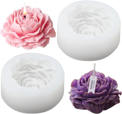 Peony Kaarsen Mallen Set van 2, 3D Silicone Mallen voor DIY Handgemaakte Kaarsen en Bloemvormen