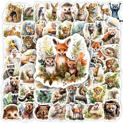 Waterverf Schattige Bosdier Stickers DIY Cadeau Speelgoed Decal voor Laptop Scrapbook Decoratieve Telefoon Flessen Bagage Waterdicht beige