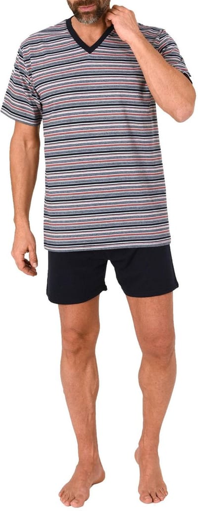 Herenpyjama Shorty met korte mouwen Pyjama in een geweldige gestreepte look