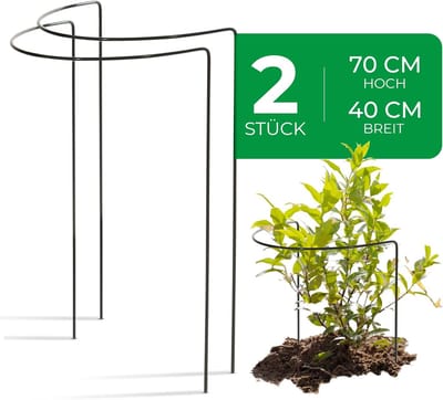 2 struiksteunen metaal halfrond 40 cm Ø70 cm hoog groene vaste plantenhouder bloemenhouder klimplant plantensteun bloemensteun vaste plantensteun klimhulp struikhouder rozensteun