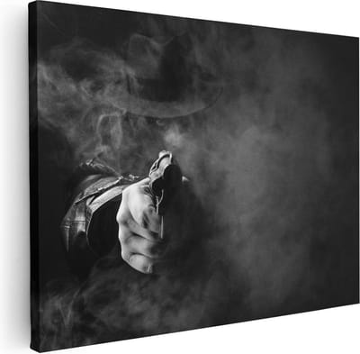 Artaza Canvas Schilderij Gangster - 40x30 cm - Klein - Muurdecoratie Maffia - Wanddecoratie Man - Schilderijen Op Canvas