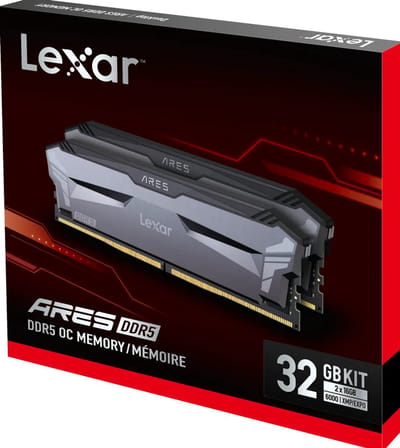 Lexar Ares LD5U16G60C320A-RGD - Geheugen - DDR5 - 32 GB: 2 x 16 GB - 288-PIN - 6000 MHz / PC5-48000 - CL32 - 1.35V - AMD EXPO, Intel XMP - Non-RGB - zwart