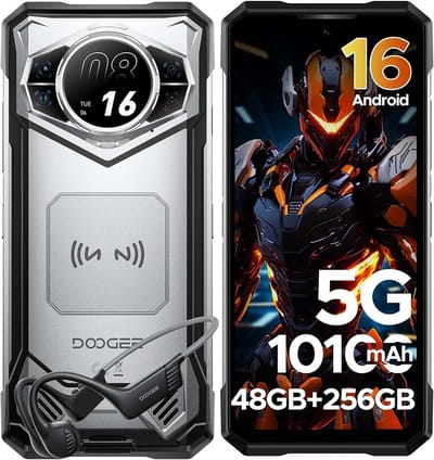 Robuuste Smartphone - DOOGEE S200 VIP - 48 GB RAM+256 GB ROM (TF 2TB) - 10100 mAh - 6,72 inch - Dual SIM 5G - NFC - OTG - GPS - Botgeleidingsheadset - Zilver