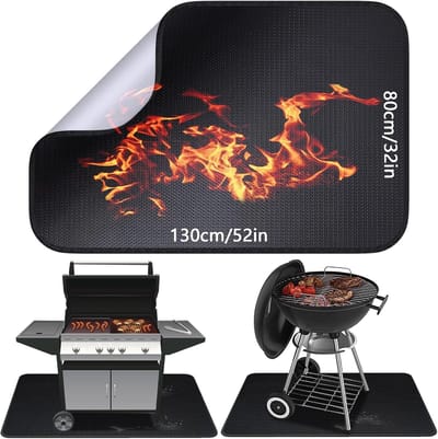 Famanu – BBQ-grillmat - heavy duty graad non-stick grillmatten voor outdoor grillen - 80 x 130 cm - outdoor - barbecue - vuurvaste mat - grasbeschermingsmat - vuurkorf mat voor plafond - indoor open haard