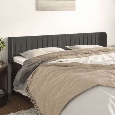 vidaXL - Hoofdbord - met - randen - 183x16x78/88 - cm - fluweel - donkergrijs