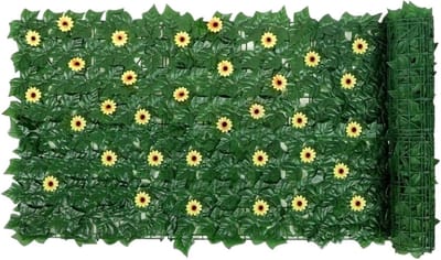 Privacyomheining Zonnebloem - Kunsthaag Decoratie - Buitenruimte Aankleden - UV-bestendig Ontwerp - 100 x 300 cm - Groen