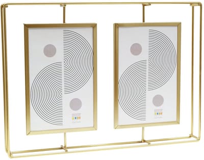 Deknudt Frames multifotolijst - goudkleurig metaal - vintage - 2x foto 10x15