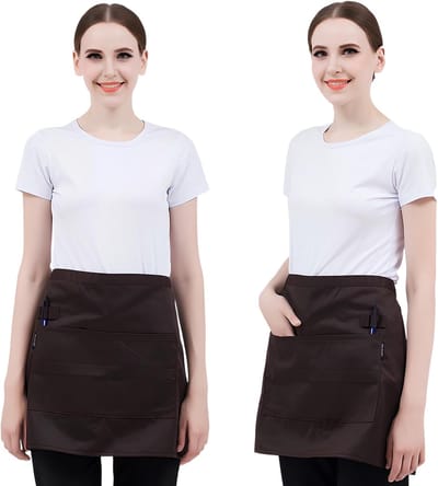 2 Stuks Keukenschort voor Vrouwen Mannen Chef Werk Schort met 2 Zakken, Halve Keukenschorten, Korte Schort Servenster, Voor Koken, Keuken, Bar, Restaurant