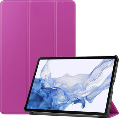 Hoesje - Geschikt voor Samsung Galaxy Tab S8 Ultra - Dun & Stevig - Hardcover Book Case - Trifold Bookcase Hoes - Hard Cover - Tablethoes - Paars