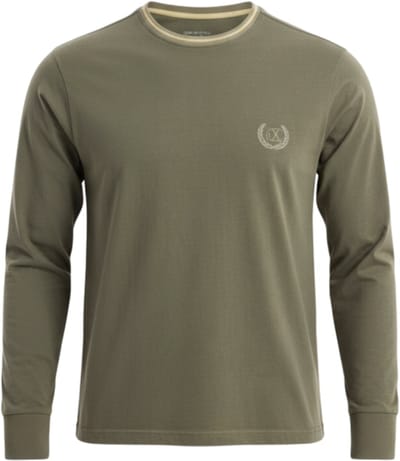 OMBRE Longsleeve - Katoen - Lange Mouw - Gestreept Olijf S