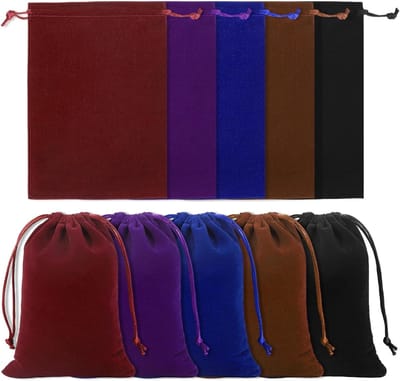Kleine Velours Trekzakken 18 x 13 cm voor Sieraden, Trouwen, Kerst en Verjaardagsfeesten - Set van 10 in 5 Kleuren