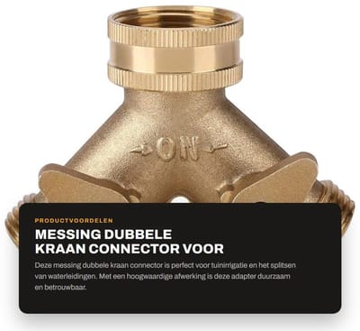Dailygoods - Messing Dubbele Kraan Connector voor Tuin Irrigatie