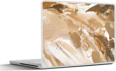 Laptop sticker - 15.6 inch - Goud - Beige - Abstract - 36x27,5cm - Laptopstickers - Laptop skin - Cover