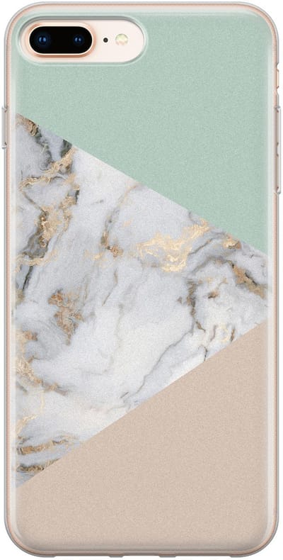 Leuke Telefoonhoesjes - Hoesje geschikt voor iPhone 8 Plus - Marmer pastel mix - Soft case - TPU - Marmer - Multi