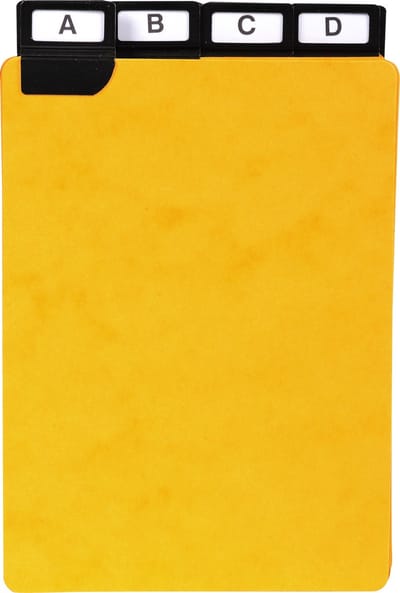 Exacompta Pak van 24 alfabetische tabbladen in karton met metalen tabs voor een klassement in de hoogte 148x105mm. - Zwart - 13742E