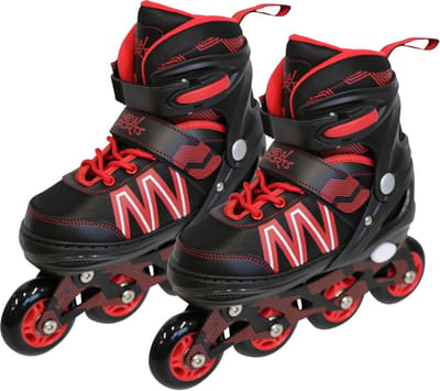 Skeelers Kind - Inline skates - Buiten Sport - Verstelbare Maat - 31-34 - Zwart Rood