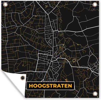 Tuin poster Kaart - Hoogstraten - Stadskaart - Goud - Plattegrond - 200x200 cm - Tuindoek
