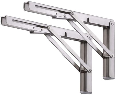 Inklapbare Plankdragers - 2 Stuks - 30 cm - Opvouwbare plankbeugels - Planksteun voor wandmontage - Wandplank beugel - Plank beugel - Metalen drijvende plankondersteuning - RVS - Zilver
