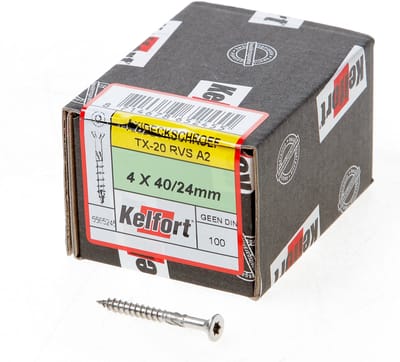 Kelfort Vlonderschroef platverzonken kop RVS A2 T20 4.0 x 40/24mm