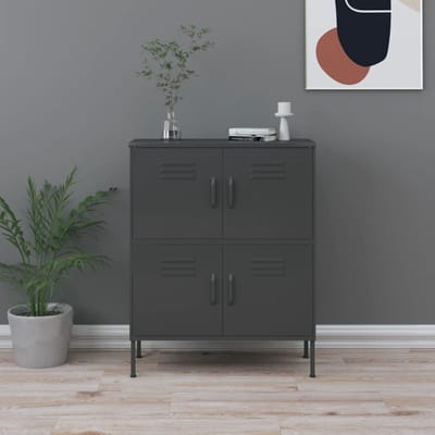 vidaXL - Opbergkast - 80x35x101,5 - cm - staal - antracietkleurig