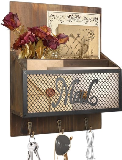 Dailygoods- Sleutelbord met 3 haken - Brievenhouder - Wandmontage - Houten Sleutelhanger - Multifunctioneel - Esthetisch ontwerp - Wandrek