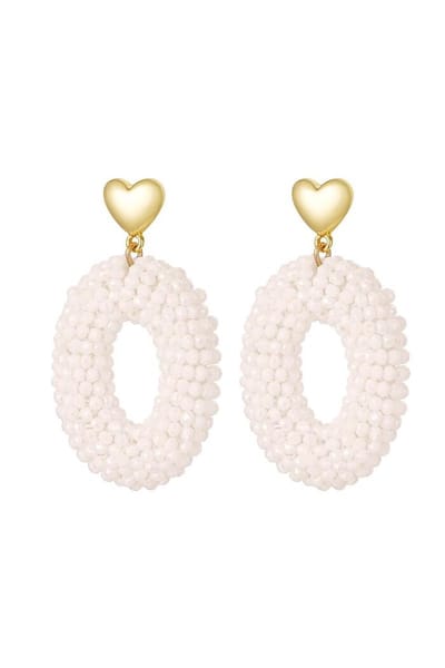 Bijoutheek Oorknoppen Hart Hoop Ovaal Kralen Creme