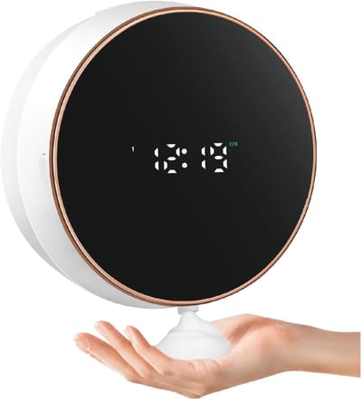 GELLDG Automatische zeepdispenser - Wandmontage - Contactloos - Kunststof sensorzeepdispenser - Schuimzeepdispenser voor keuken/badkamer - Geschikt voor handzeep, afwasmiddel en douchegel - Wit