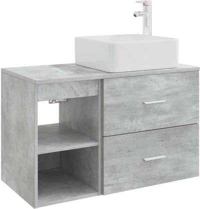 vidaXL - Badkamermeubel - Set - 2 - st - Betongrijs - Bewerkt - hout