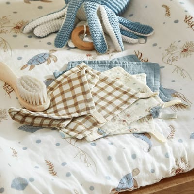 LOBERON Washandje set van 6 Tinkertop blauw/beige