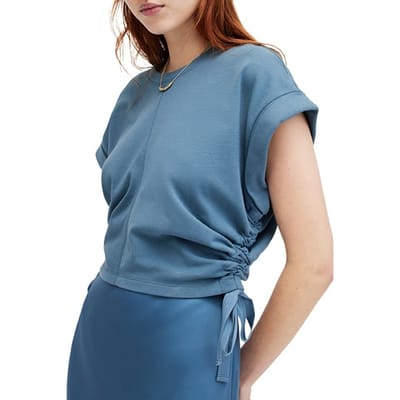 AllSaints Mira Tee Petrol Blue Maat: XS | Tops Outlet | Dames | Zilver