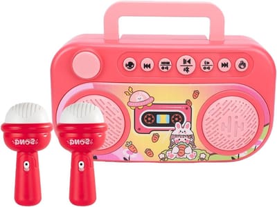 Karaoke Luidspreker - Muziekbox Kinderen - Feest Entertainment - Met Twee Microfoons - Draagbaar - Roze