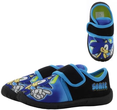 Sonic - Pantoffels kinderen voor jongens - Sloffen kind met klittenbandsluiting - Schoenen van 2 tot 8 jaar - Maat 25 - Zwart