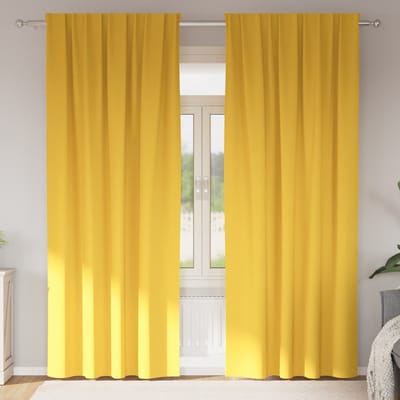 vidaXL Zwart-out Gordijnen met Ringen 2 st Mosterdgeel 225 x 140 cm