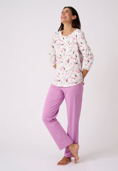 Damart - Set van 2 pyjama's van zuiver gekamd jersey katoen - Dames - Wit - 34-36 (XS)