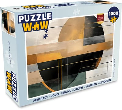 Puzzel Abstract - Goud - Brons - Groen - Vormen - Modern - Legpuzzel - Puzzel 1000 stukjes volwassenen