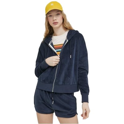 Superdry - Vintage Logo velours hoodie van biologisch katoen met rits - Dames - Hoodies
