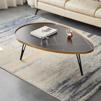 Ovale Salontafel - Center Tafel - Woonkamer Inrichten - Faux Walnoot Marmer Look - 110 x 70 cm - Niet gespecificeerd