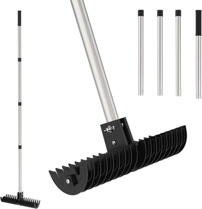 Verticuteerhark Gazon - Onkruid hark - Gazon Onderhoud - Verstelbare Hoek - 38-173 cm - Zwart